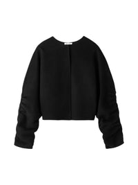 Jacket with intricate sleeves in a wool and cashmere blend - Black
