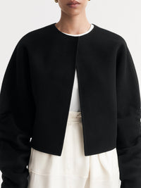 Jacket with intricate sleeves in a wool and cashmere blend - Black