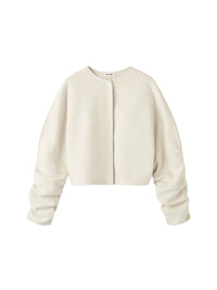 Jacket with embellished sleeves in a wool and cashmere blend - White