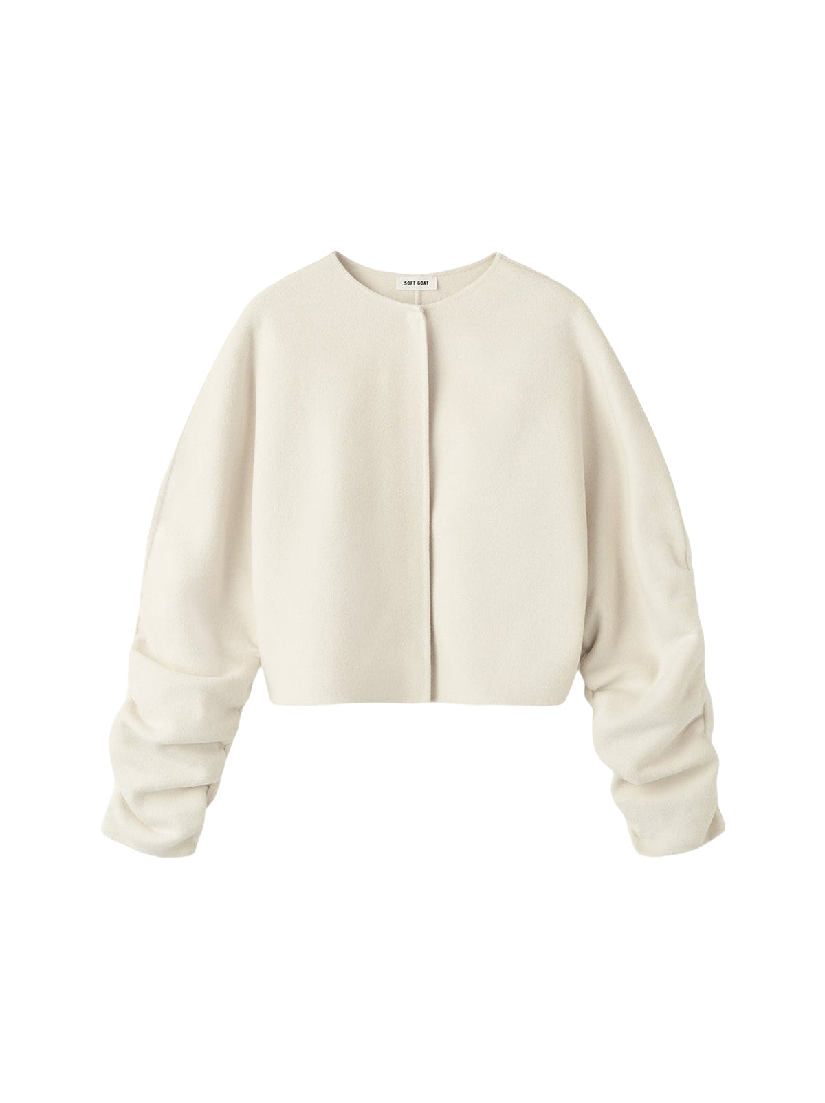 Jacket with embellished sleeves in a wool and cashmere blend - White