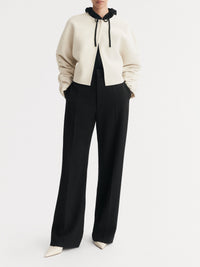 Jacket with embellished sleeves in a wool and cashmere blend - White
