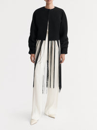 Jacket with intricate sleeves in a wool and cashmere blend - Black