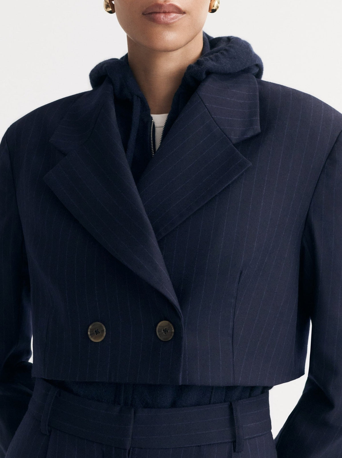 Fine-striped wool blazer - Blue