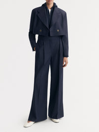 Fine-striped wool blazer - Blue