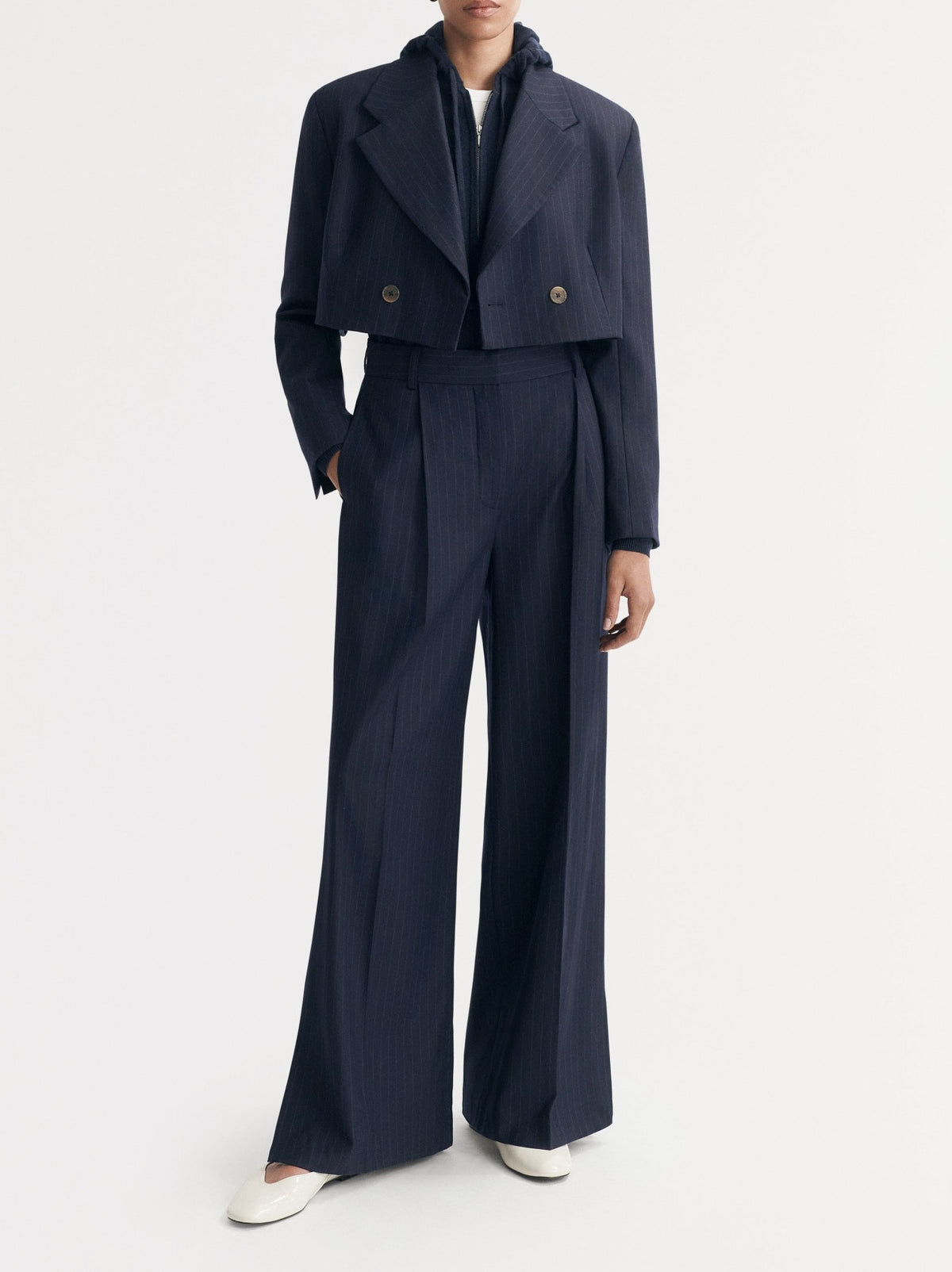 Fine-striped wool blazer - Blue