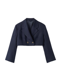Fine-striped wool blazer - Blue