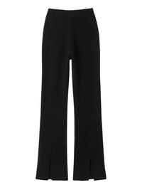 Pantalon fendu en laine et cachemire mélangé - Noir