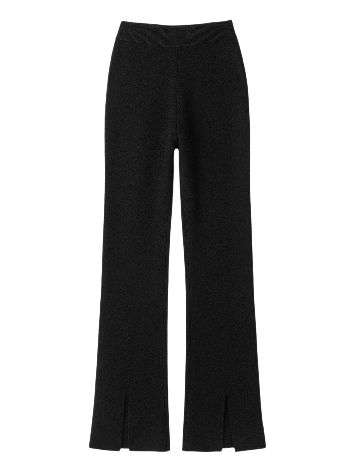 Pantalon fendu en laine et cachemire mélangé - Noir