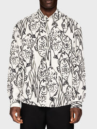 Chemise Simon imprimée - Fish Black & White