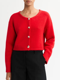 Cardigan court en cachemire - Rouge
