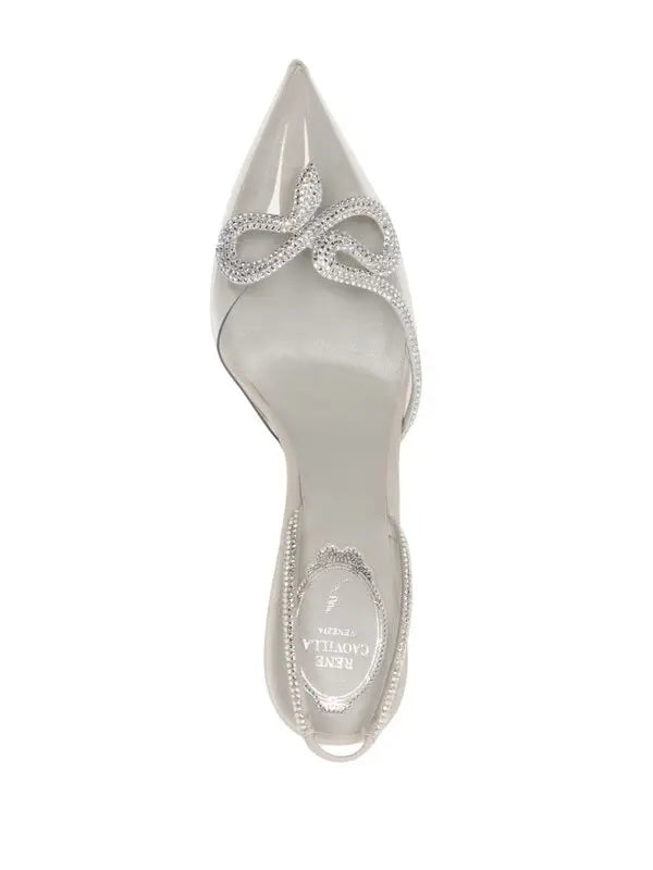 Slingbacks Olivia 105 à strass en satin - Avorio & Silver