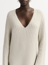 Cable-knit cashmere jumper - Beige