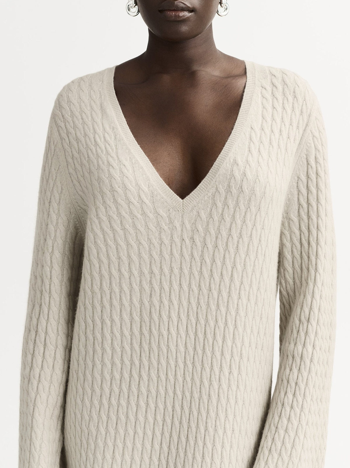 Cable-knit cashmere jumper - Beige