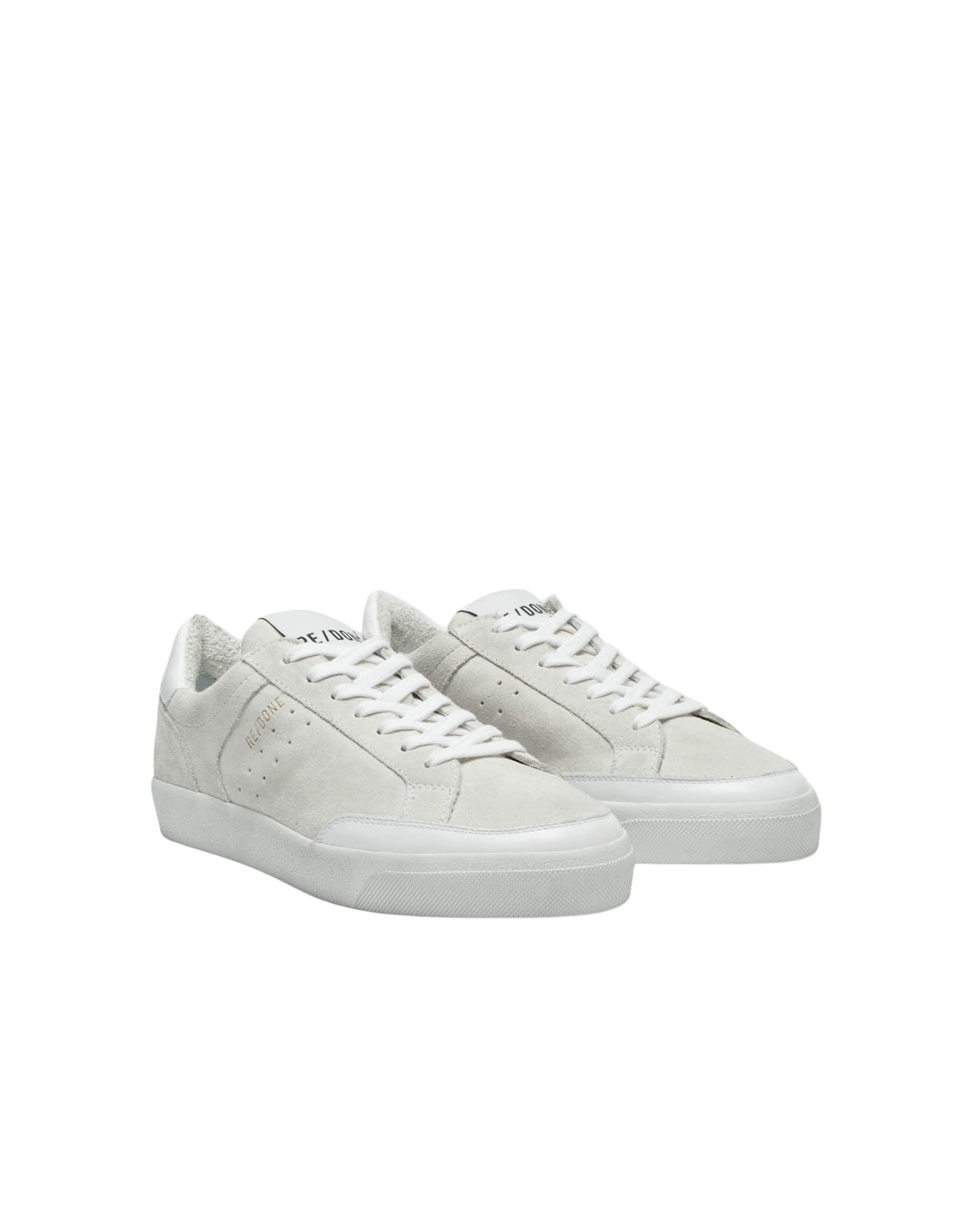 90's leather skate trainers - White Suede