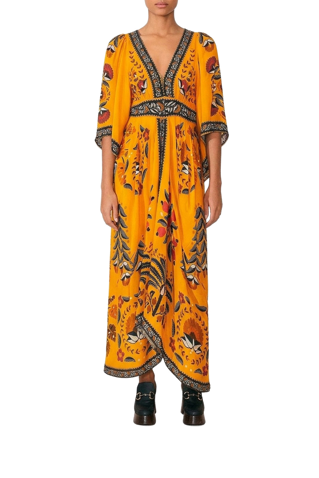 Robe longue caftan Tropical Tapestry - Orange