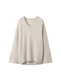 Pull col rond bouclé en cachemire - Beige