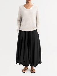 Pull col rond bouclé en cachemire - Beige
