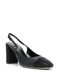Slingbacks Kristen 80 à strass en cuir - Noir