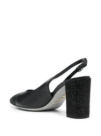 Slingbacks Kristen 80 à strass en cuir - Noir