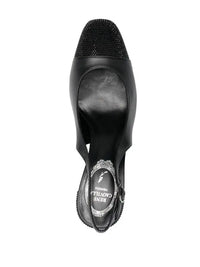 Slingbacks Kristen 80 à strass en cuir - Noir