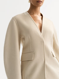 Wool and silk blend blazer - White