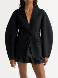 Wool and silk blend blazer - Black