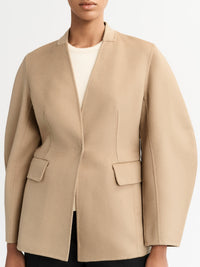 Wool and silk blend blazer - Beige