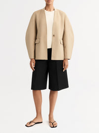 Wool and silk blend blazer - Beige