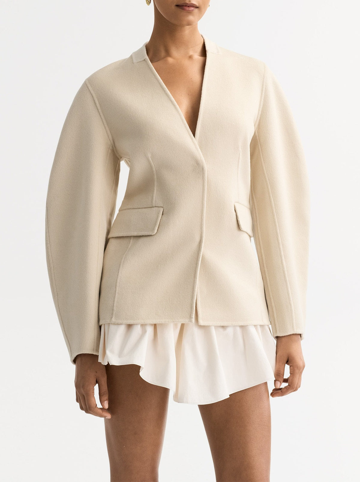 Wool and silk blend blazer - White