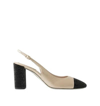 Slingbacks Kristen 80 à strass en cuir - Beige & Jet