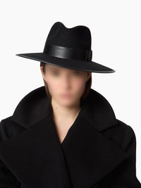 CHAPEAU FEDORA EN LAINE NOIRE EN FEUTRE