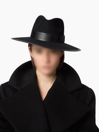 CHAPEAU FEDORA EN LAINE NOIRE EN FEUTRE - Noir