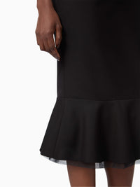 JUPE MIDI PEPLUM EN GABARDINE DE LAINE - Noir