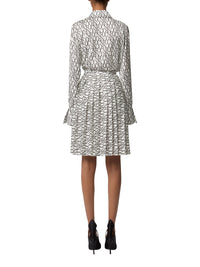 Pleated logo midi skirt - White