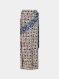 Long skirt in printed satin