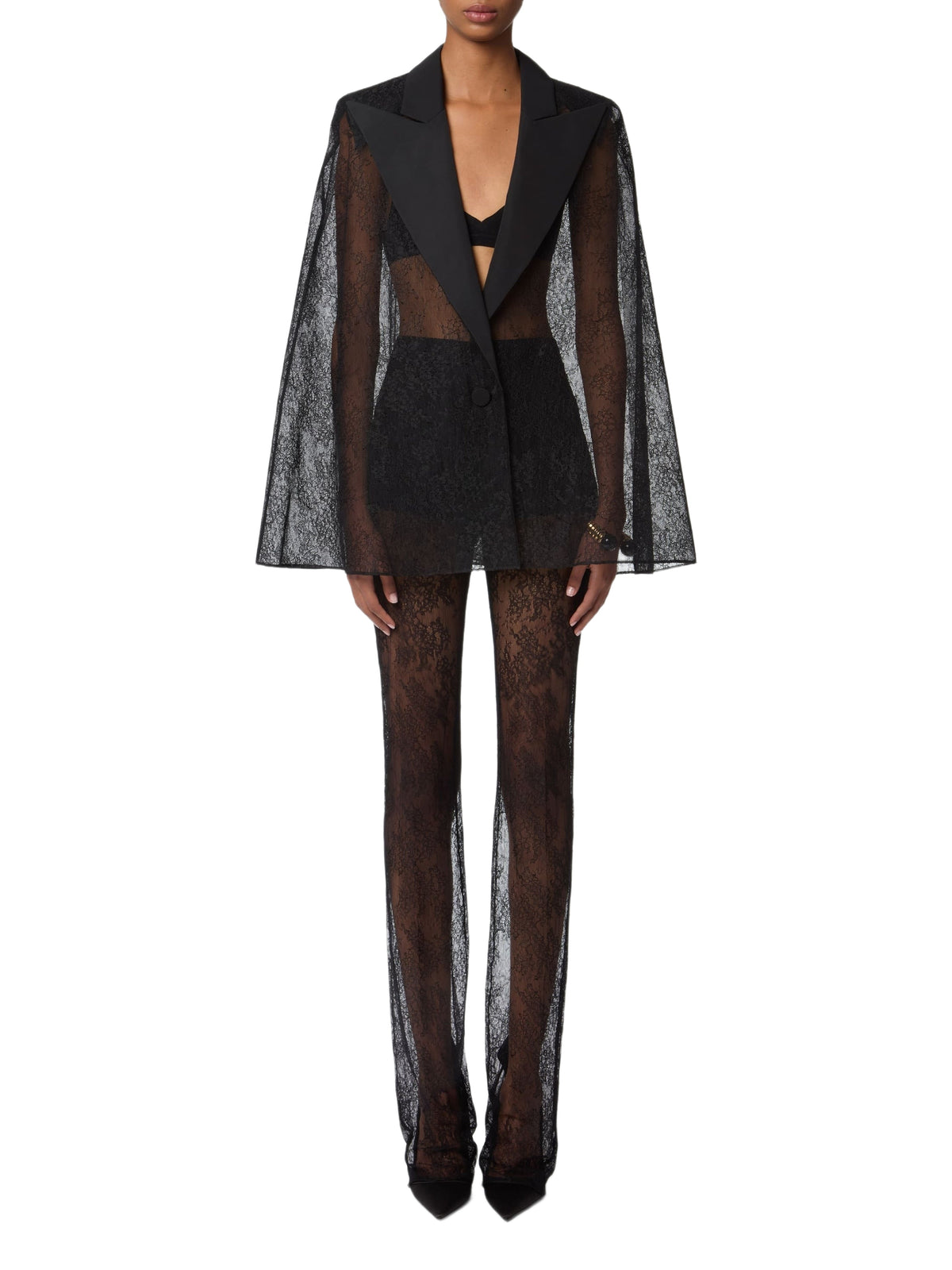 Lace cape with Ottoman lapels - Black