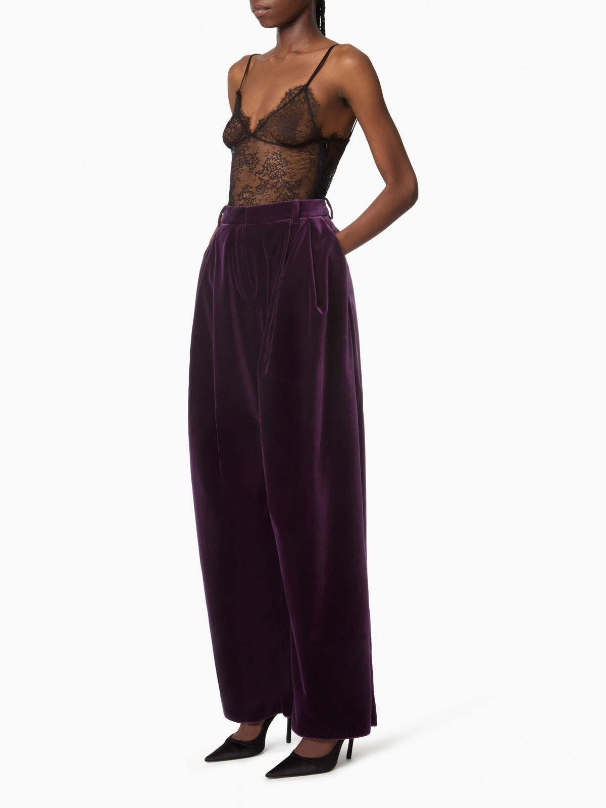 PANTALON GRAND EN VELOURS - Violet