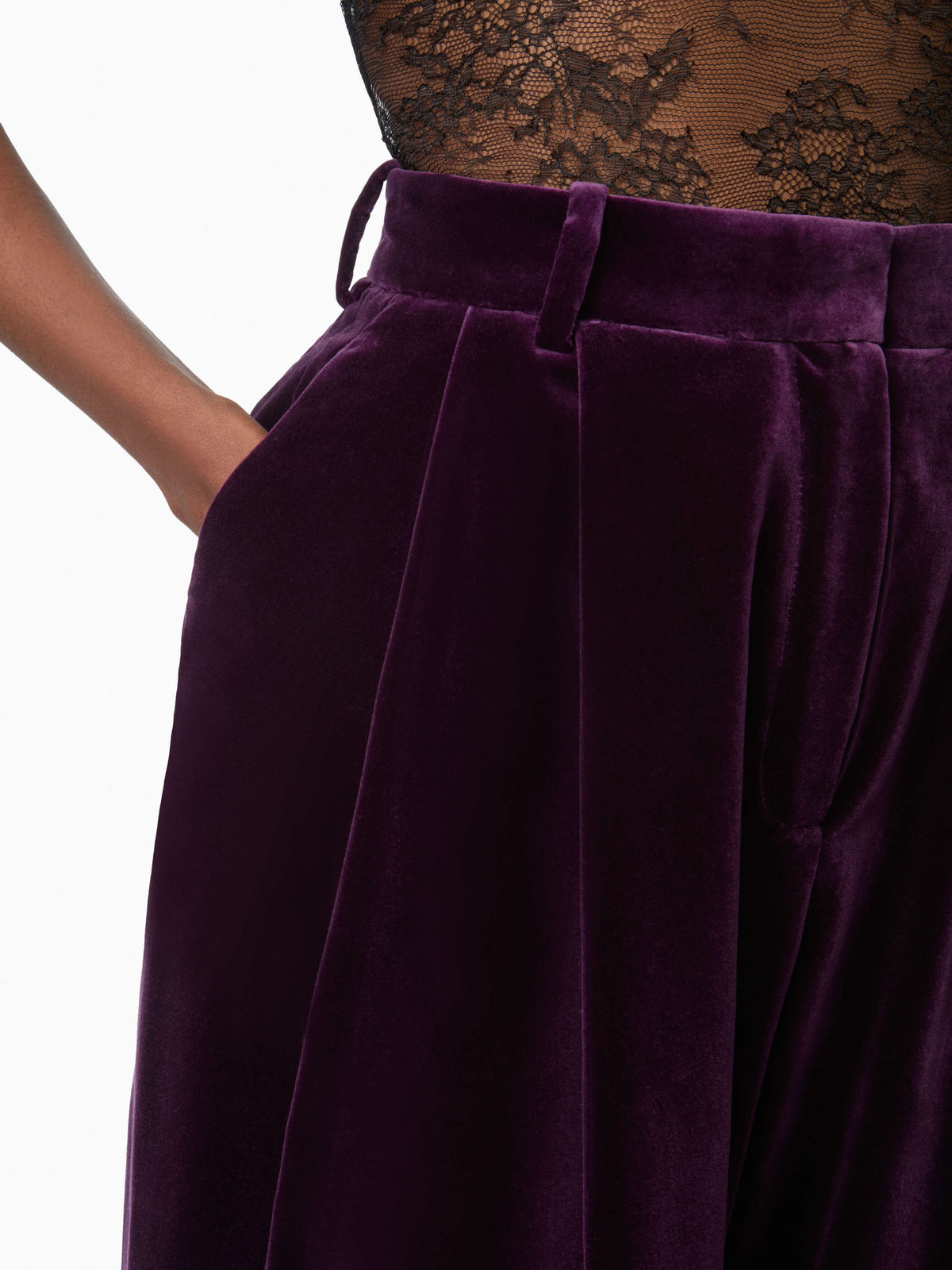 PANTALON GRAND EN VELOURS - Violet