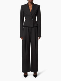 PANTALONS LARGES EN GABARDINE DE LAINE - Noir
