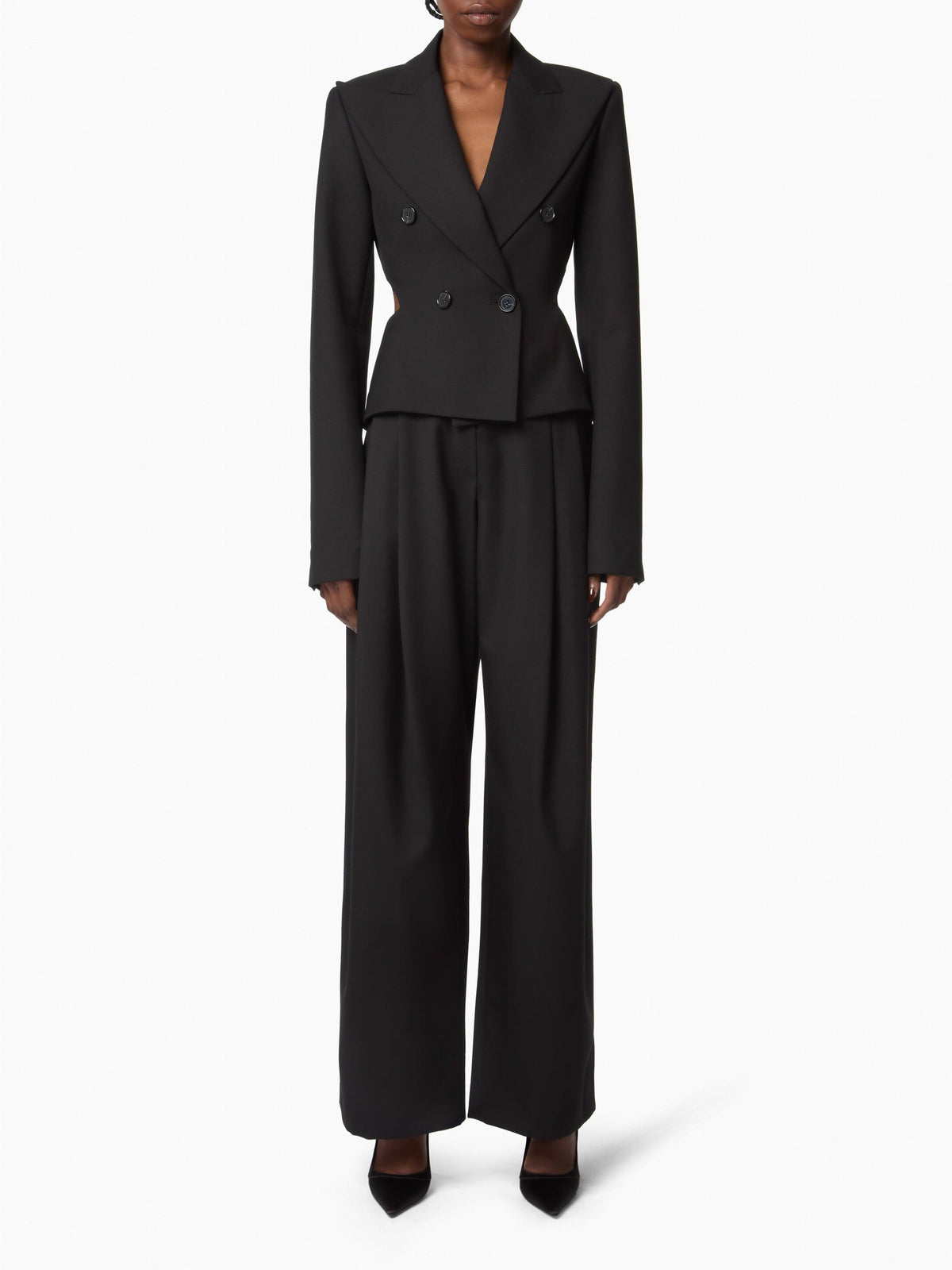 PANTALONS LARGES EN GABARDINE DE LAINE - Noir