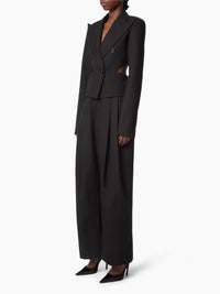 PANTALONS LARGES EN GABARDINE DE LAINE - Noir