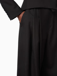 PANTALONS LARGES EN GABARDINE DE LAINE - Noir
