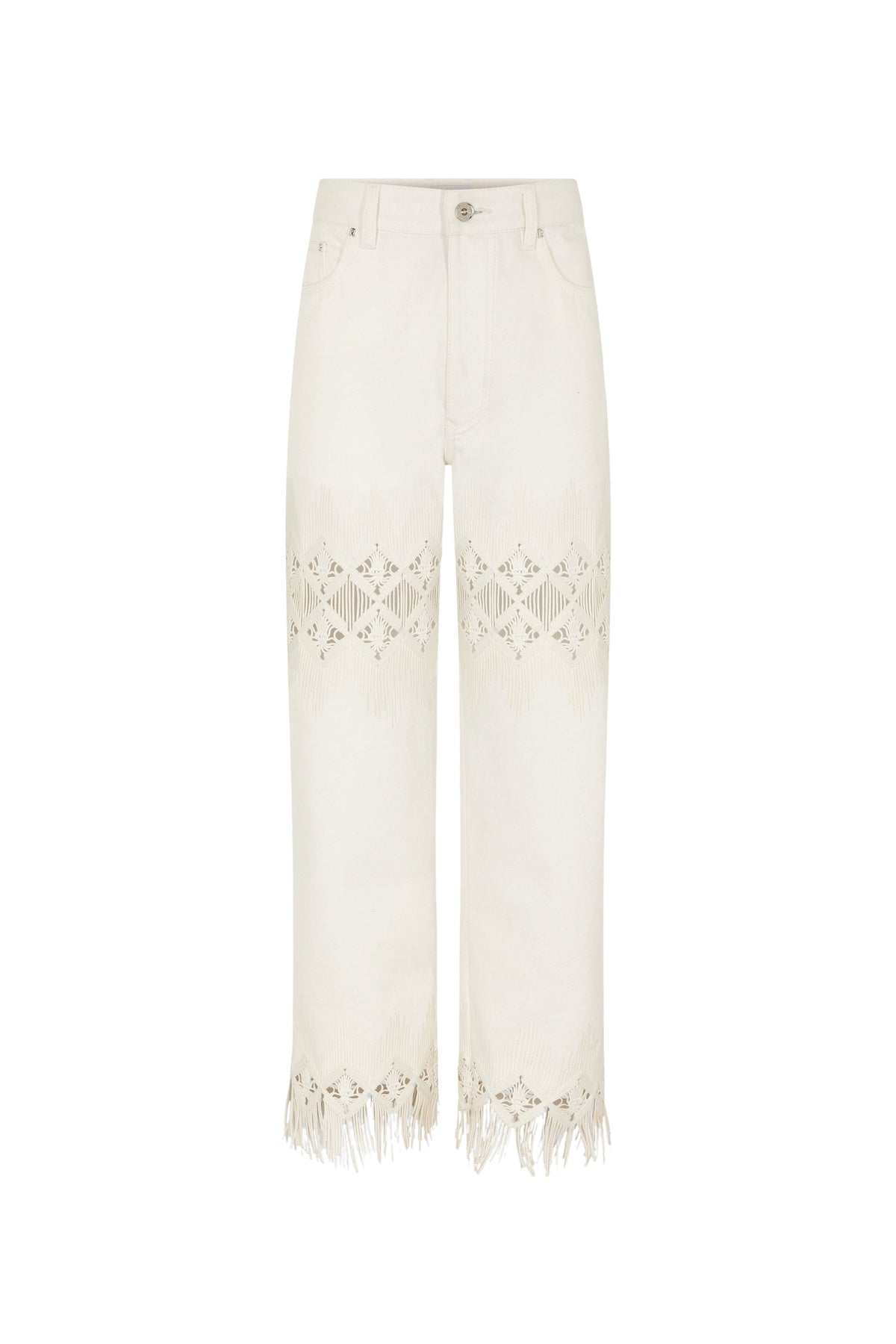 Trousers in denim with embroidery details