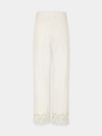 Trousers in denim with embroidery details