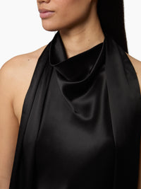 HAUT À COL HALTER AVEC ÉCHARPE EN SATIN