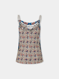 Tank top in printed satin