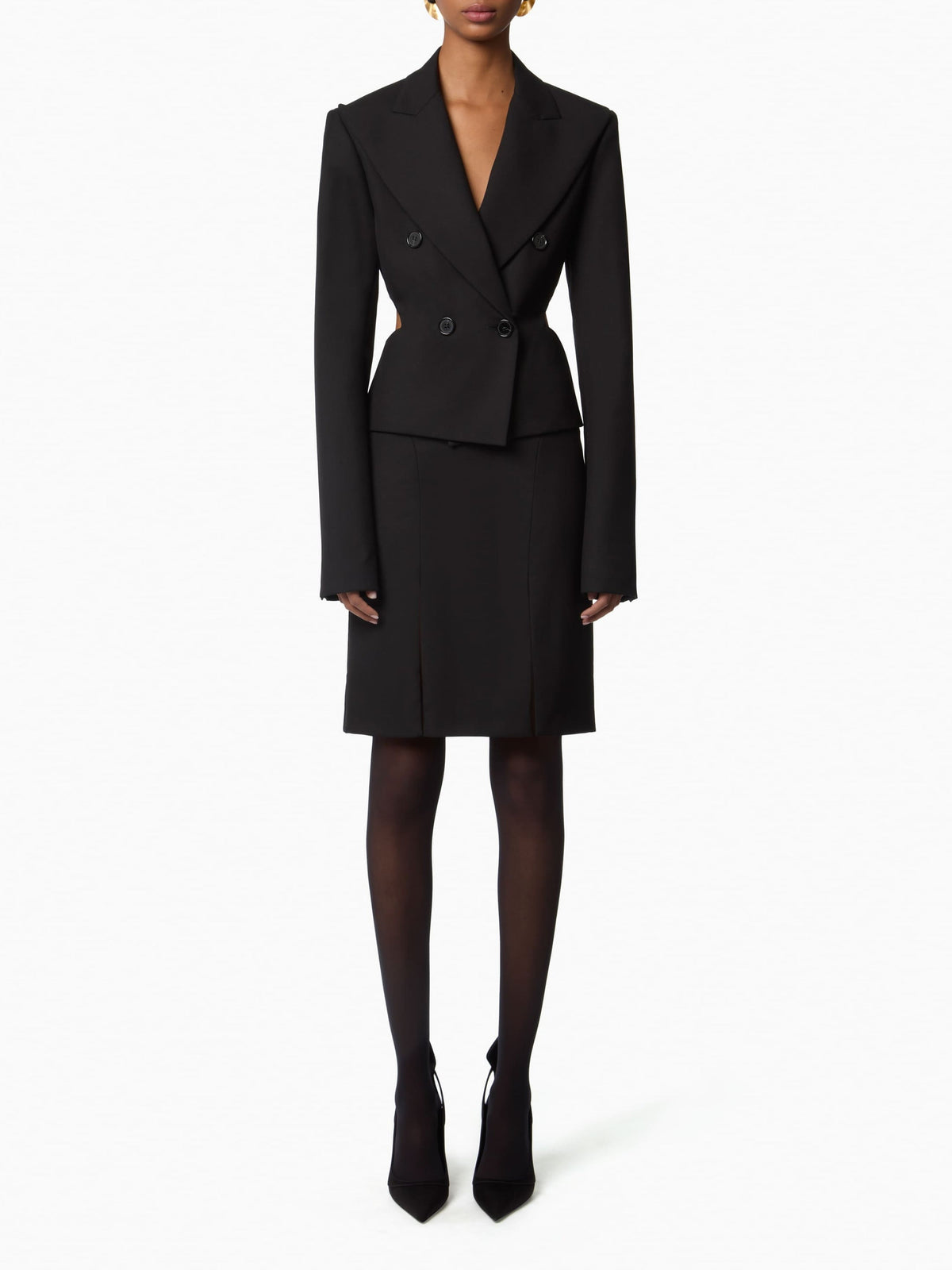 VESTE OUVERTE EN GABARDINE DE LAINE - Noir