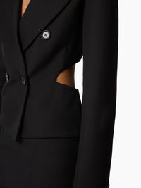 VESTE OUVERTE EN GABARDINE DE LAINE - Noir