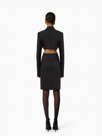 VESTE OUVERTE EN GABARDINE DE LAINE - Noir