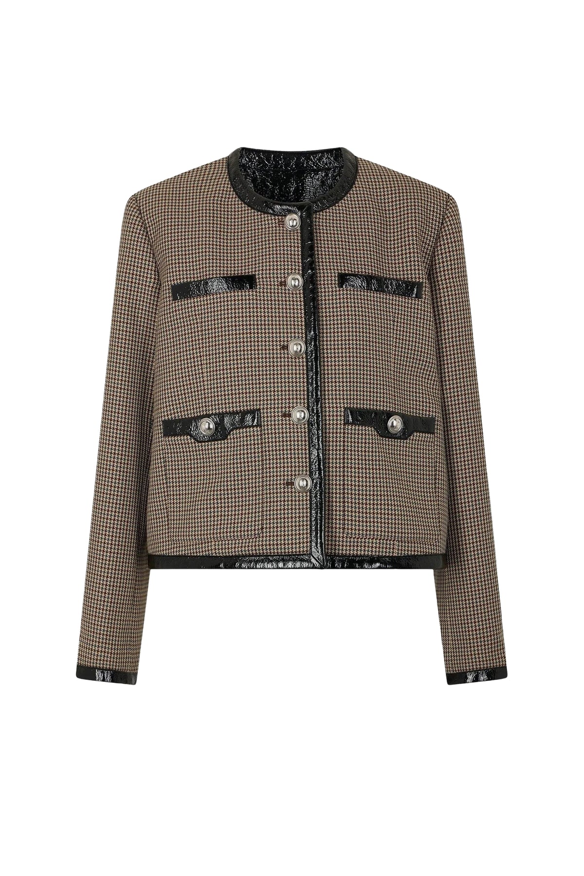 Blazer à col rond en laine - Pied De Poule & Green